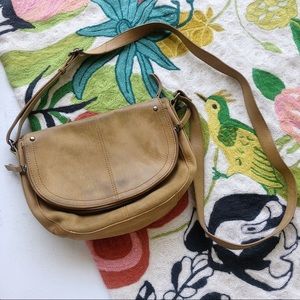 Lucky Brand Crossbody Leather Tan Flap Saddle EUC